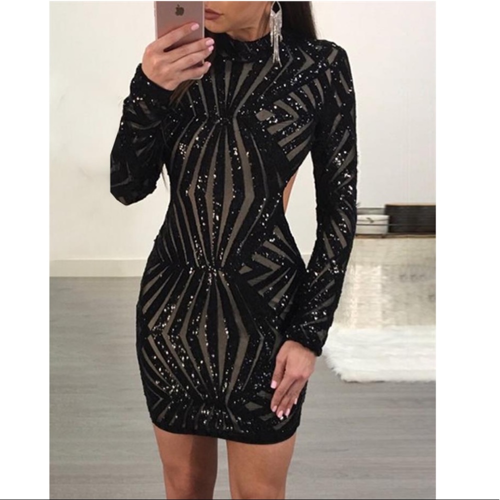 Sequin Long Sleeve Dress